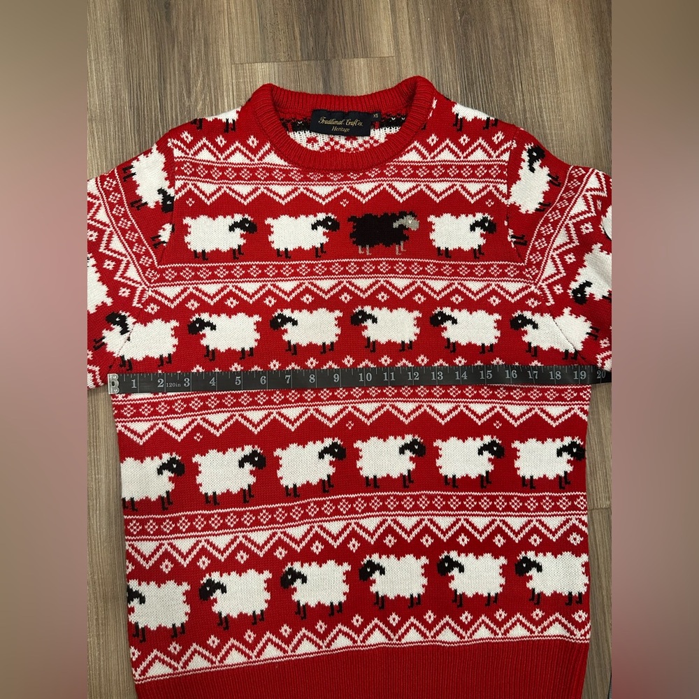 Irish Red Sheep Pattern Sweater - image 7